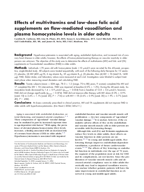 (PDF) Effects of multivitamins and low-dose folic acid supplements on ...