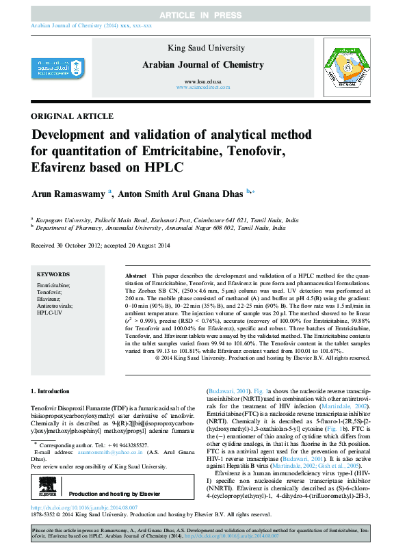 (PDF) Development and validation of analytical method using LC-MS/MS ...