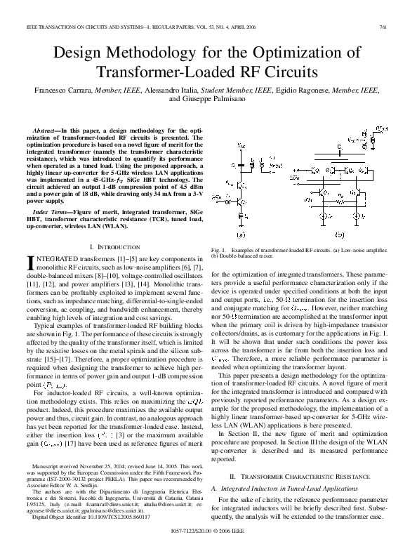 (PDF) Design methodology for the optimization of transformerloaded RF