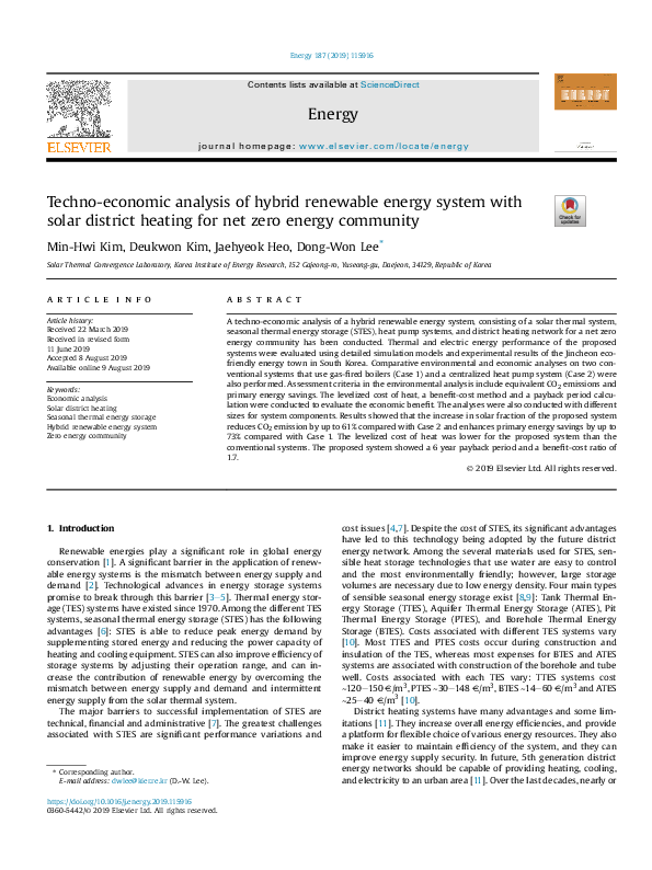 (PDF) Techno-economic analysis of a hybrid renewable energy system for ...