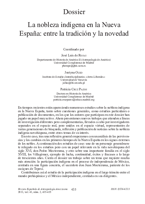 (PDF) La nobleza indígena en la Nueva España: entre la tradición y la ...