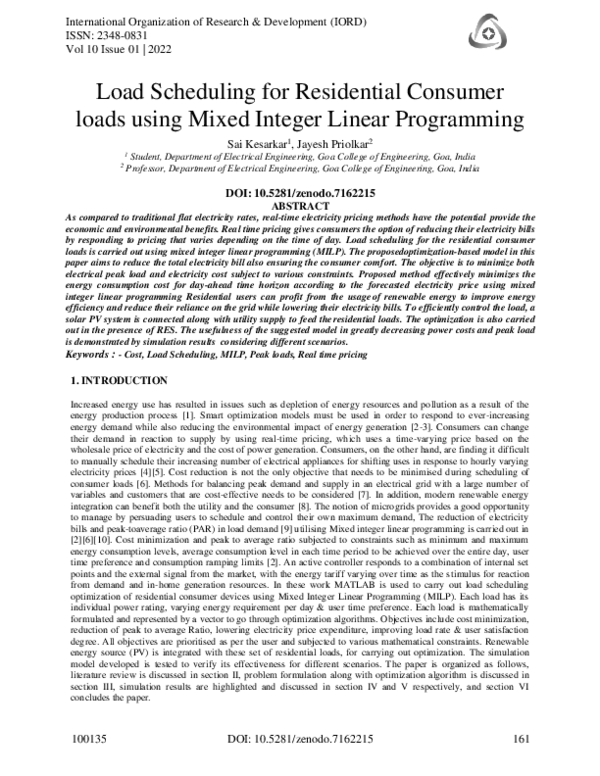 (PDF) Load Scheduling for Residential Consumer loads using Mixed ...