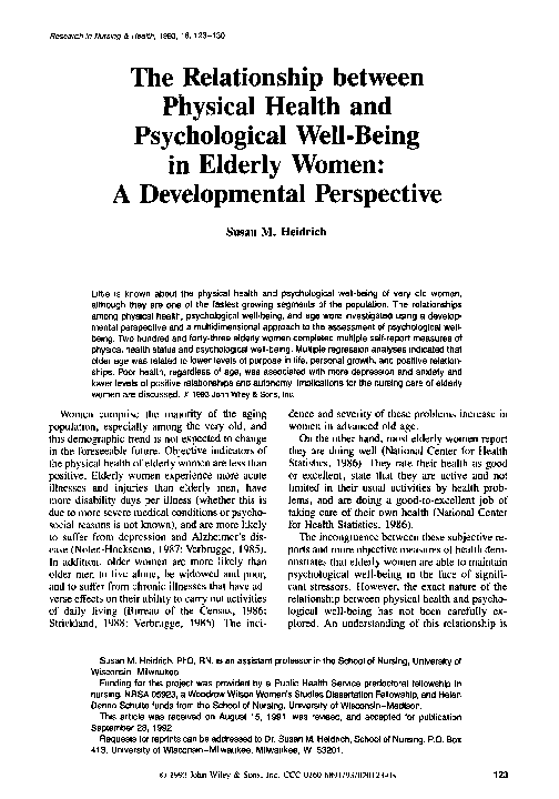 (PDF) The relationship between physical health and psychological well ...