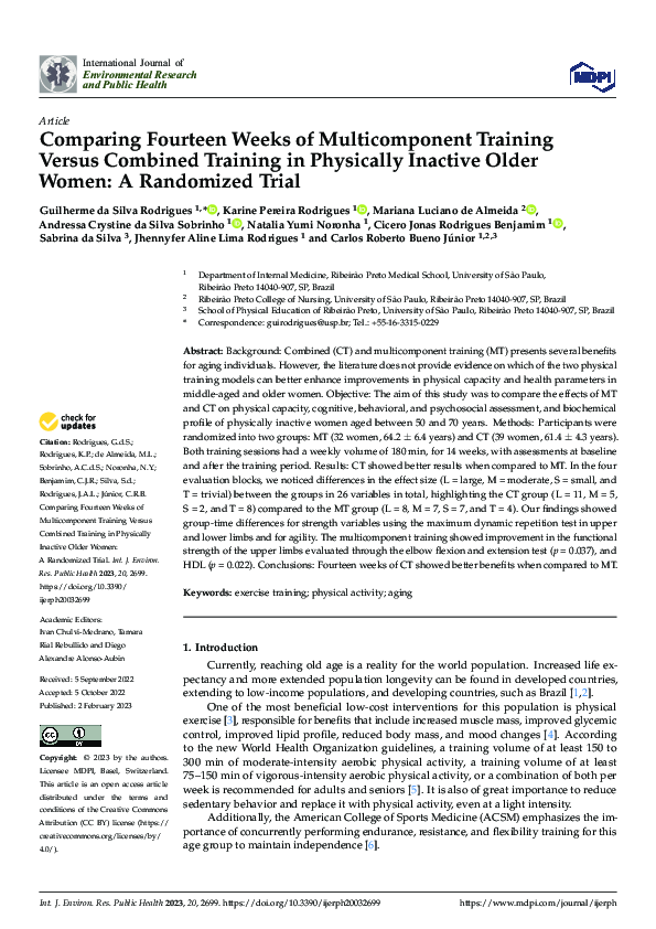(PDF) Comparing Fourteen Weeks of Multicomponent Training Versus ...
