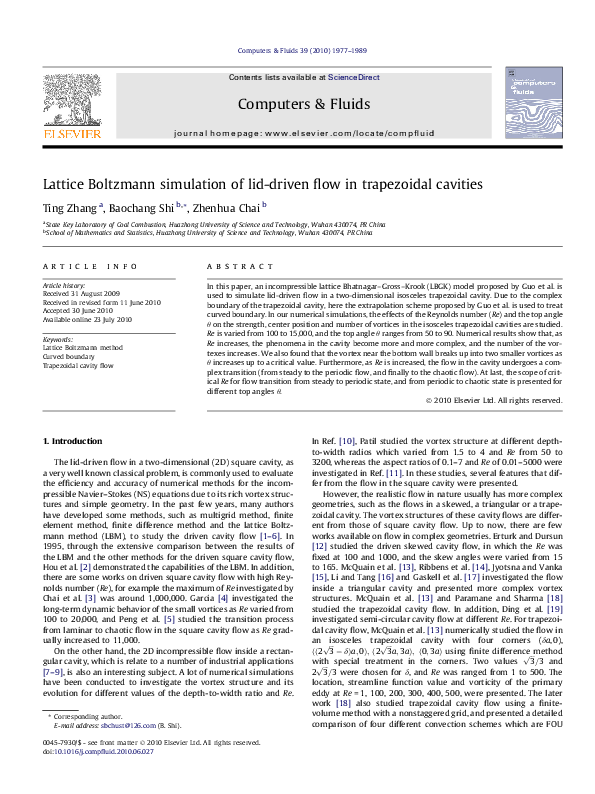 (PDF) Lattice Boltzmann simulation of lid-driven flow in deep cavities