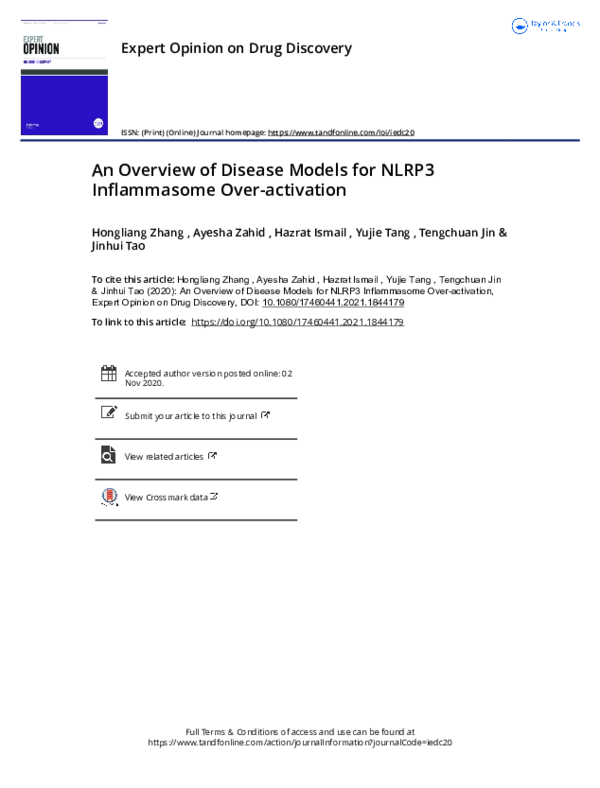 (PDF) An overview of disease models for NLRP3 inflammasome over-activation