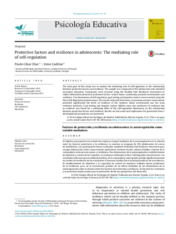 (PDF) Protective factors and resilience in adolescents: The mediating ...