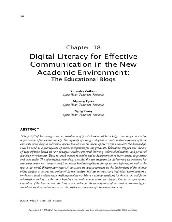 (PDF) Digital Literacy for Effective Communication in the New Academic ...