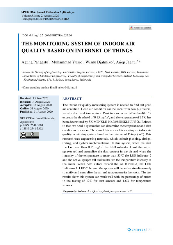 (PDF) The Monitoring System of Indoor Air Quality Based on Internet of ...