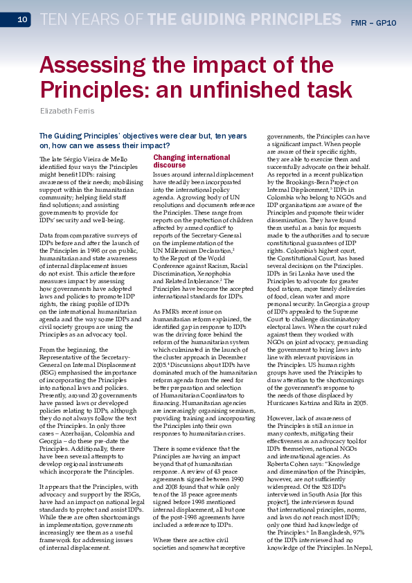 (PDF) Assessing the impact of the Principles: an unfinished task