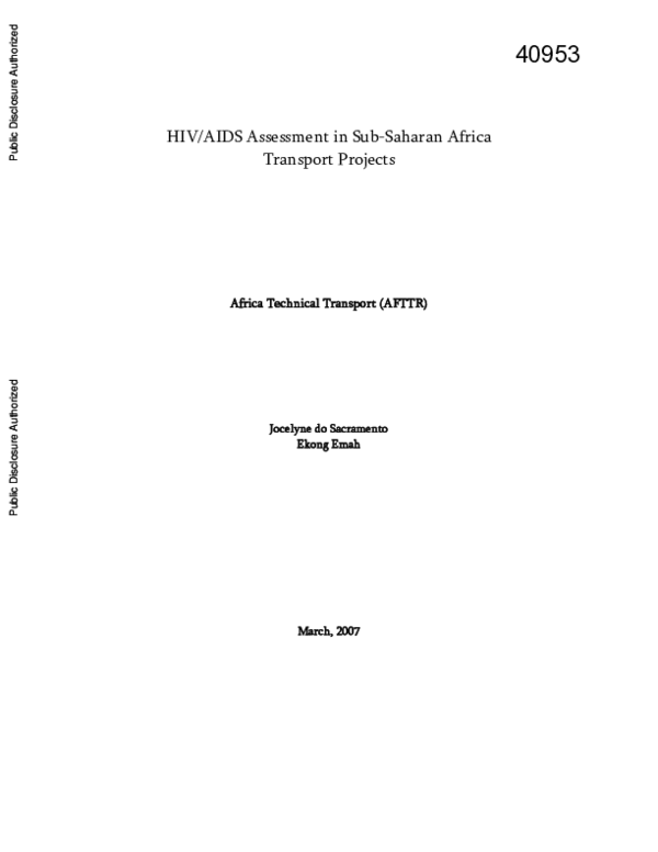 (PDF) HIV/AIDS assessment in Sub-Saharan Africa : transport projects