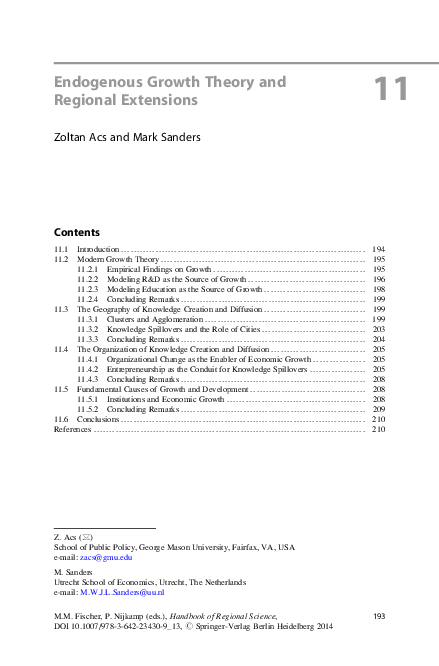 (PDF) Endogenous Growth Theory and Regional Extensions