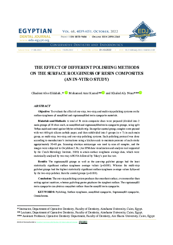 (PDF) The Effect of Different Polishing Methods on the Surface ...