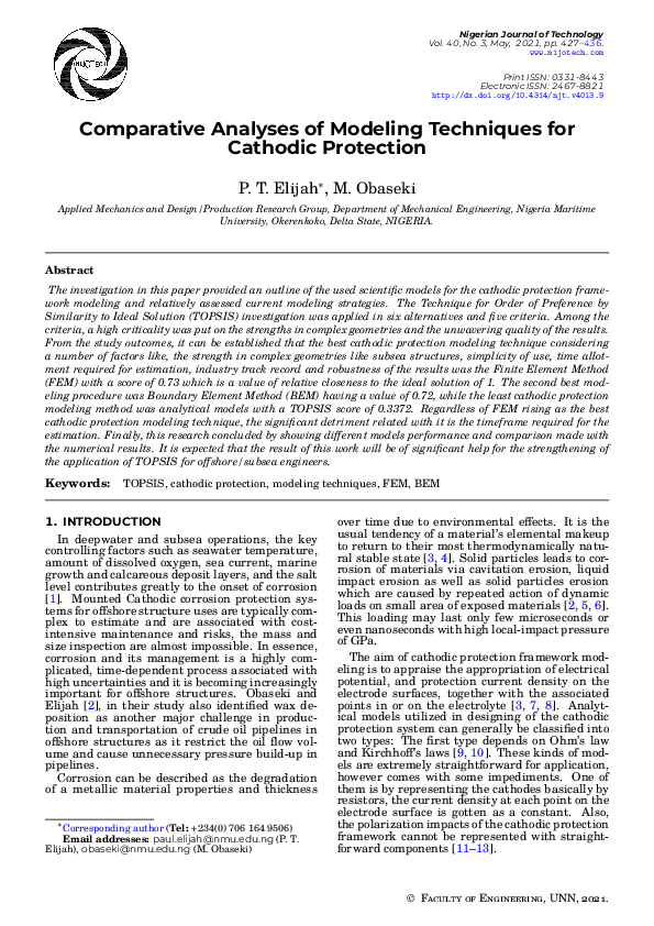 (PDF) Comparative analyses of modeling techniques for cathodic protection