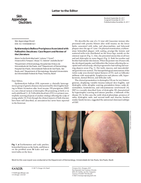 (PDF) Hereditary Dystrophic Epidermolysis Bullosa A Rare Case Report ...