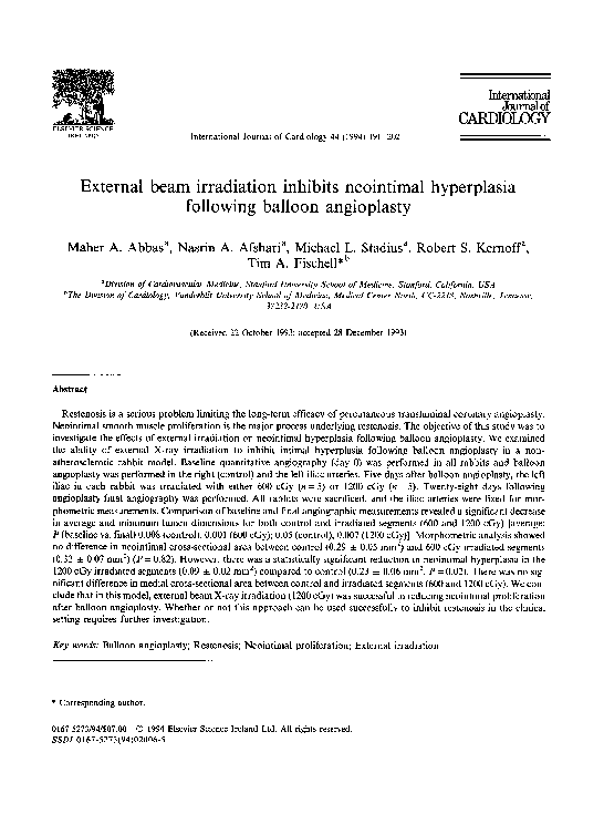 (PDF) External beam irradiation inhibits neointimal hyperplasia ...