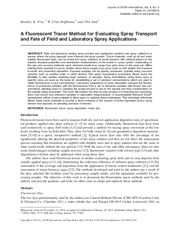 (PDF) A Fluorescent Tracer Method for Evaluating Spray Transport and ...