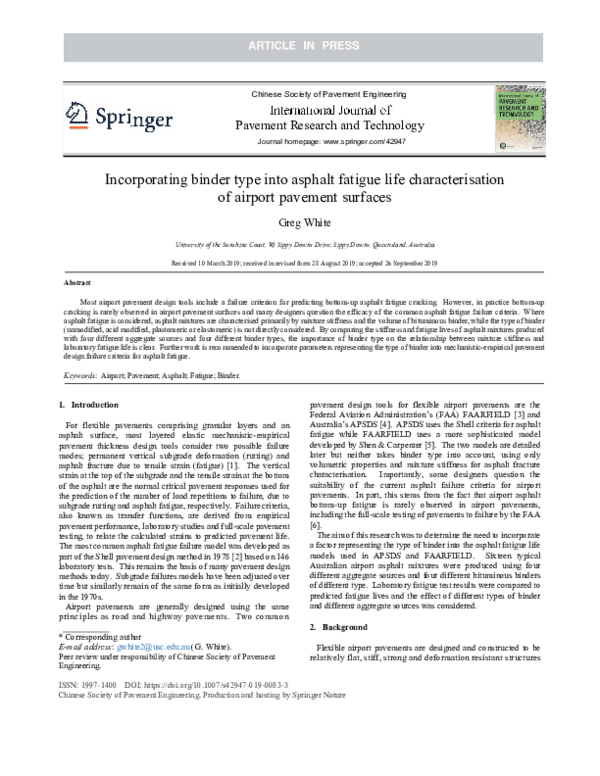 (PDF) Incorporating binder type into asphalt fatigue life ...