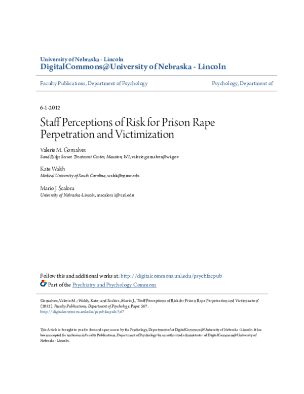 (PDF) Staff Perceptions of Risk for Prison Rape Perpetration and ...