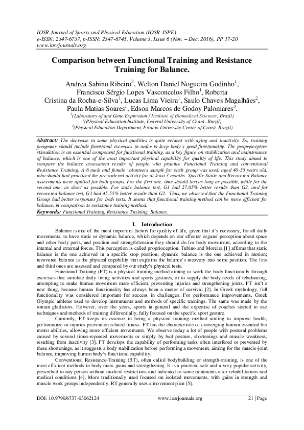(PDF) Comparison between Functional Training and Resistance Training ...