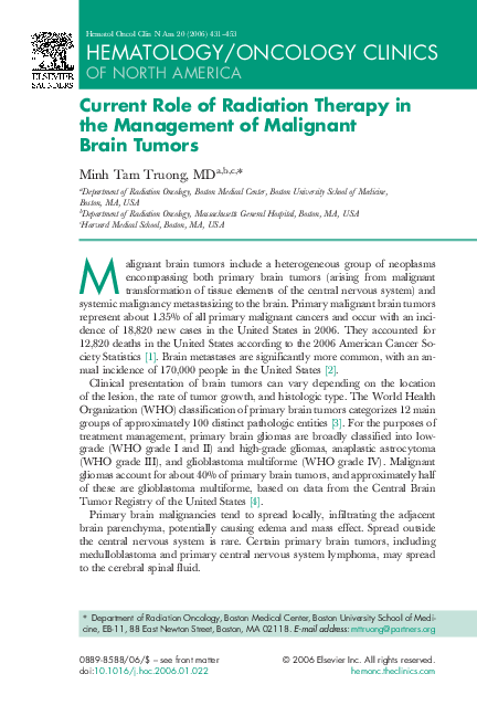 (PDF) Current Role of Radiation Therapy in the Management of Malignant ...