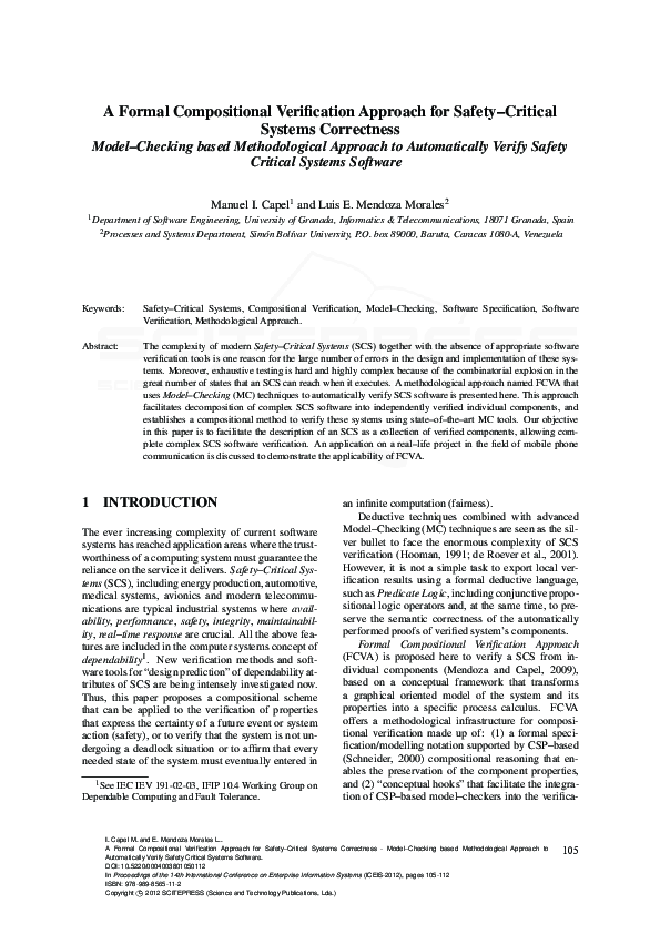 (PDF) A Formal Compositional Verification Approach for Safety–Critical ...