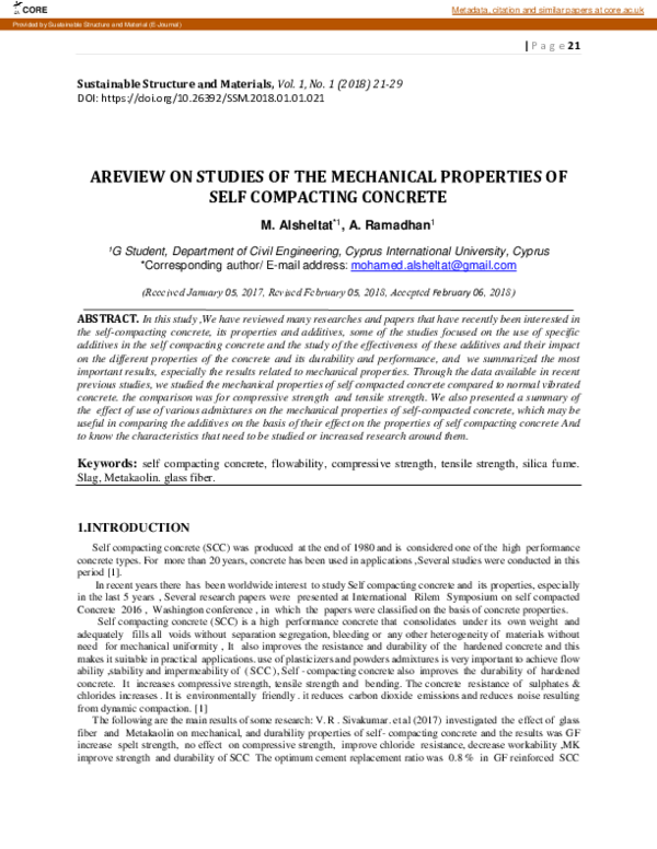 (PDF) A Review on Studies of the Mechanical Properties of Self ...
