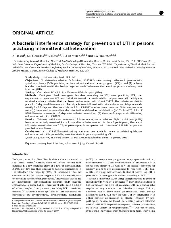 (PDF) A bacterial interference strategy for prevention of UTI in