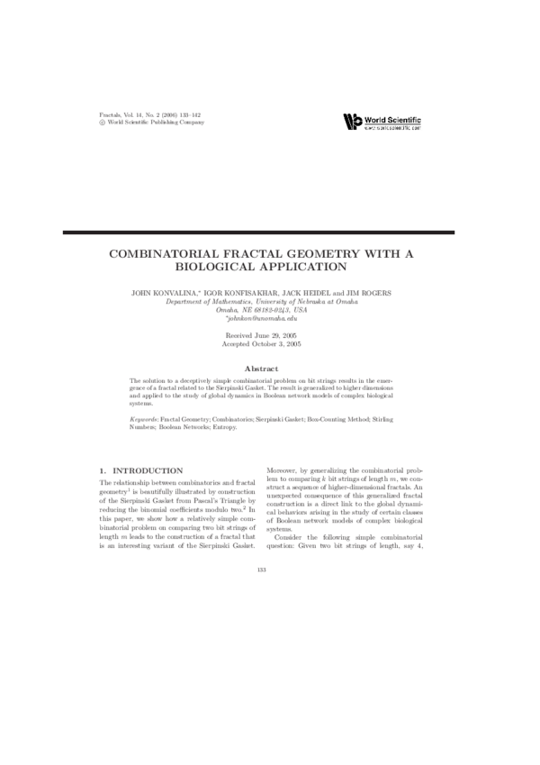 (PDF) Combinatorial Fractal Geometry with a Biological Application