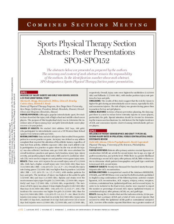 (PDF) CSM 2017 Sports Physical Therapy Section Poster Presentations ...