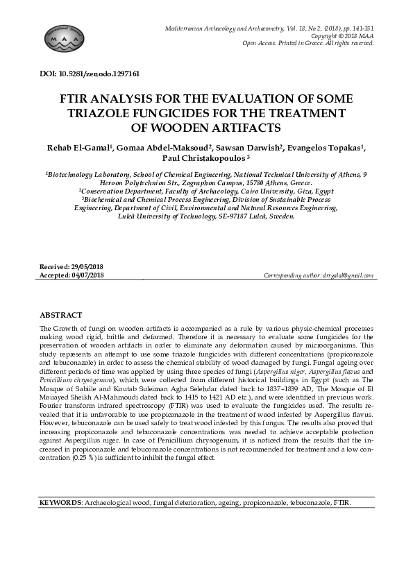 (PDF) FTIR analysis for the evaluation of some triazole fungicides for ...