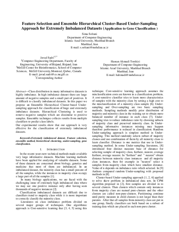 (PDF) Feature selection and Ensemble Hierarchical Cluster-based Under ...