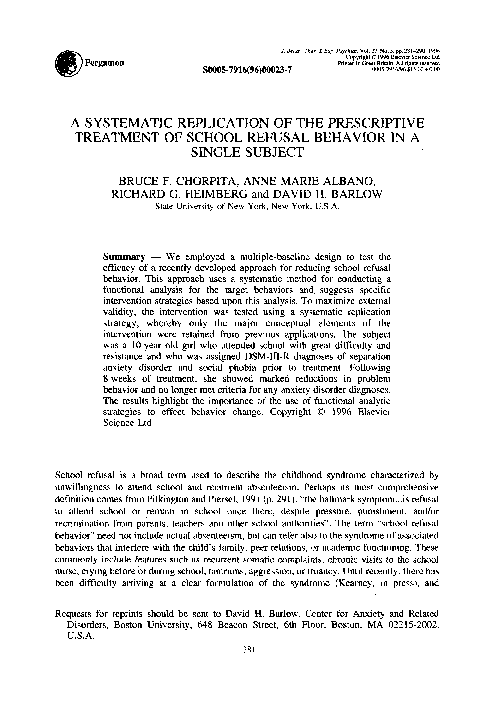 (PDF) A systematic replication of the prescriptive treatment of school ...