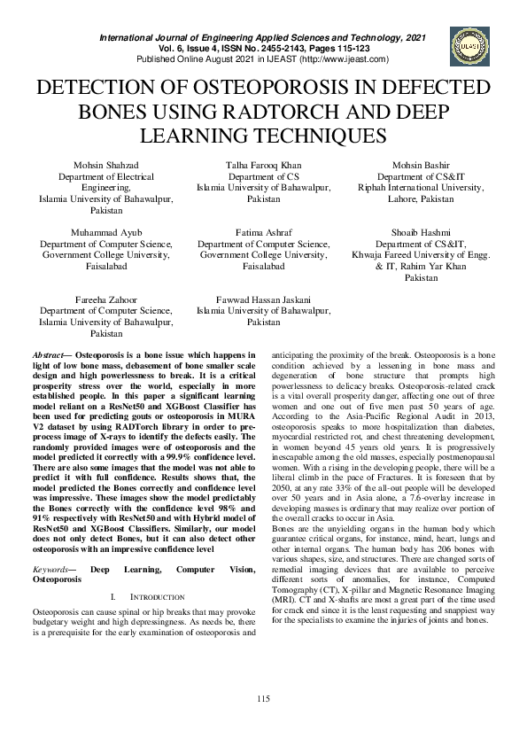 (PDF) Detection of Osteoporosis in Defected Bones Using Radtorch and ...