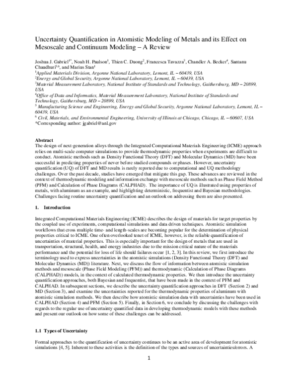 (PDF) Uncertainty Quantification in Atomistic Modeling of Metals and ...