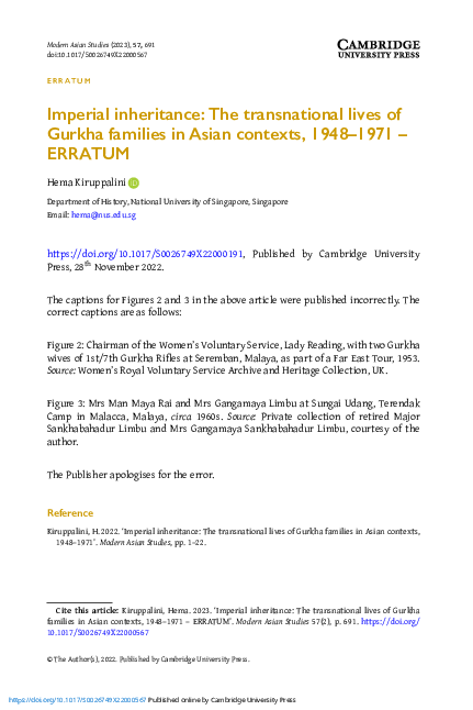 (PDF) Imperial inheritance: The transnational lives of Gurkha families ...