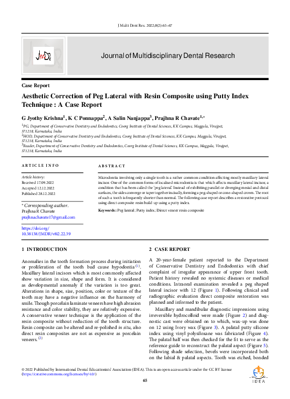 (PDF) Aesthetic Correction of Peg Lateral with Resin Composite using ...