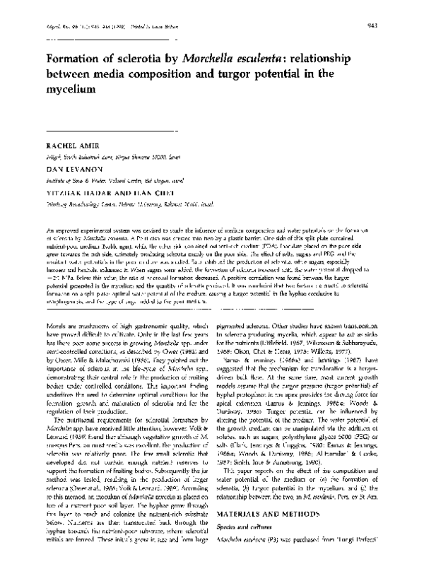 (PDF) Formation of sclerotia by Morchella esculenta: relationship ...