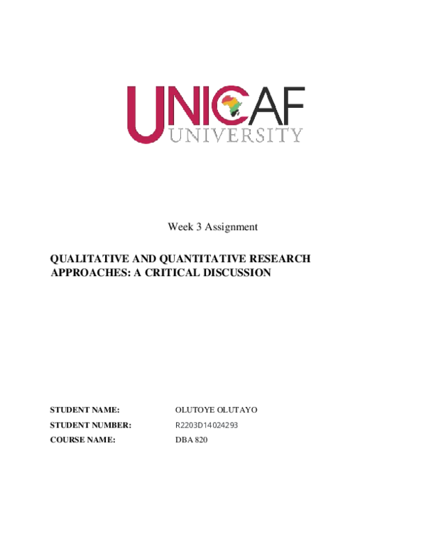 (PDF) QUALITATIVE AND QUANTITATIVE RESEARCH APPROACHES: A CRITICAL ...