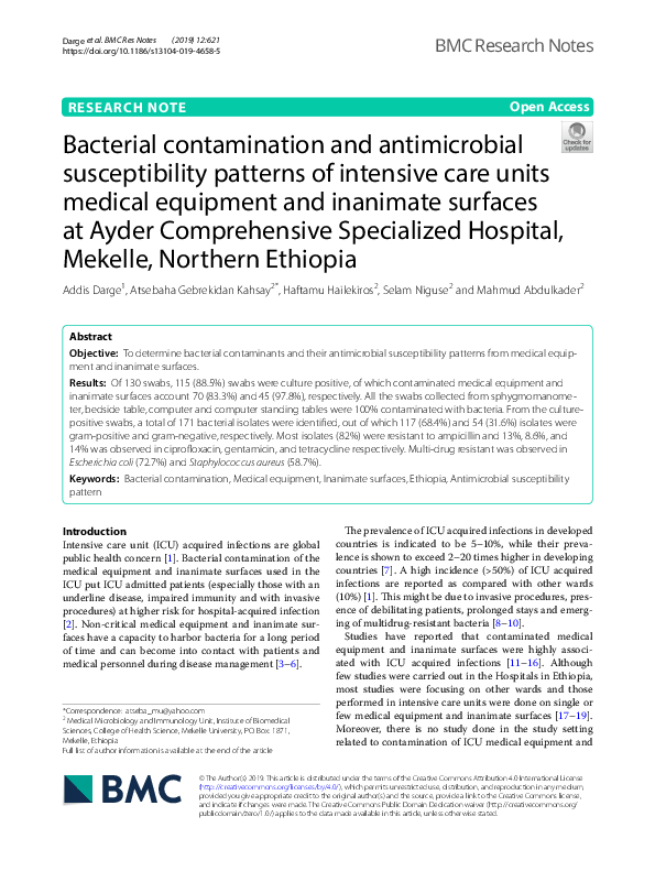 (PDF) Bacterial contamination and antimicrobial susceptibility patterns ...