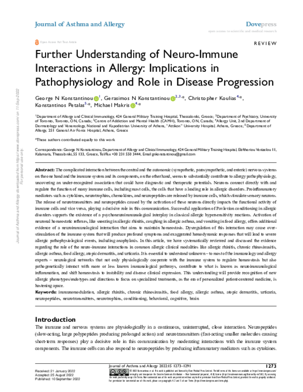 (PDF) Further Understanding of Neuro-Immune Interactions in Allergy ...