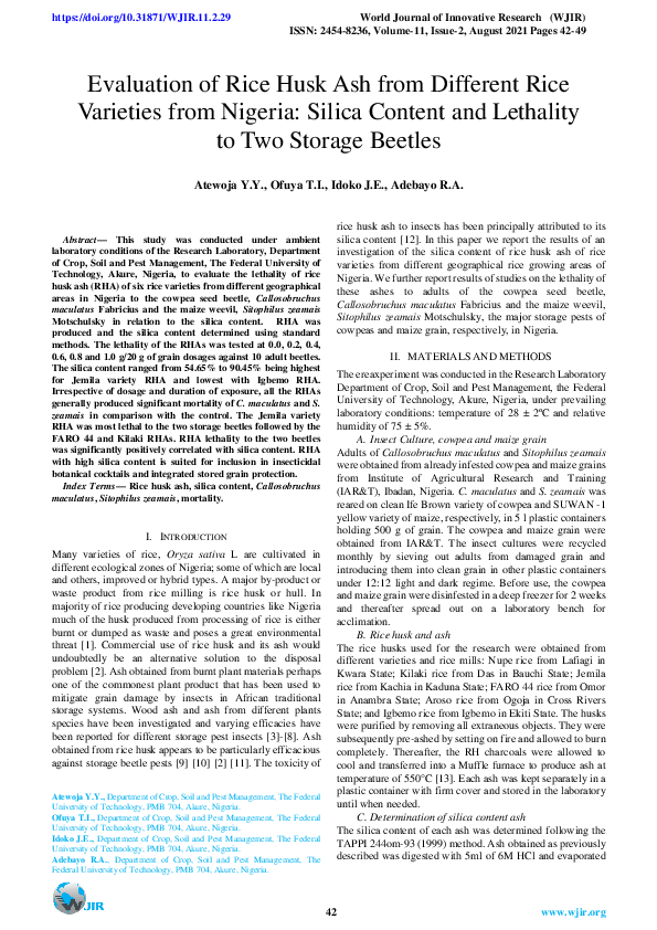(PDF) Evaluation of Rice Husk Ash from Different Rice Varieties from ...