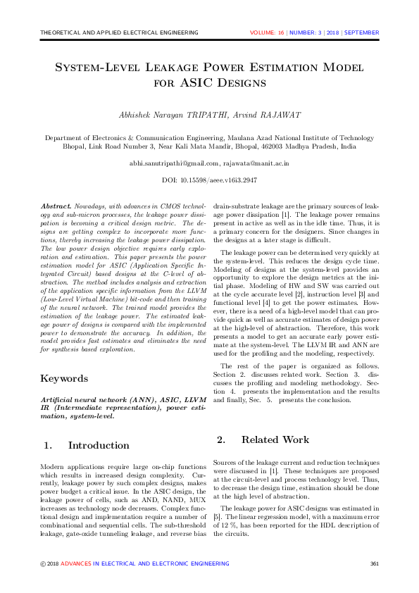 (PDF) System-Level Leakage Power Estimation Model for ASIC Designs