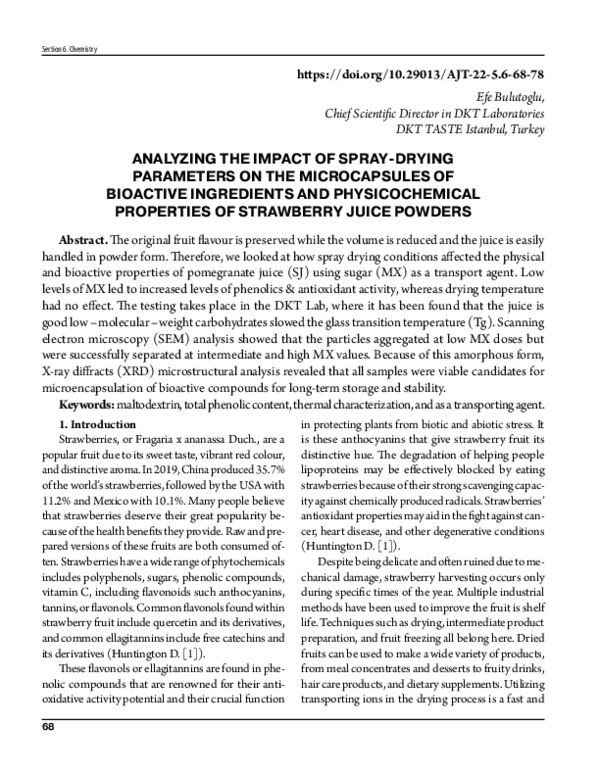 (PDF) ANALYZING THE IMPACT OF SPRAY-DRYING PARAMETERS ON THE ...