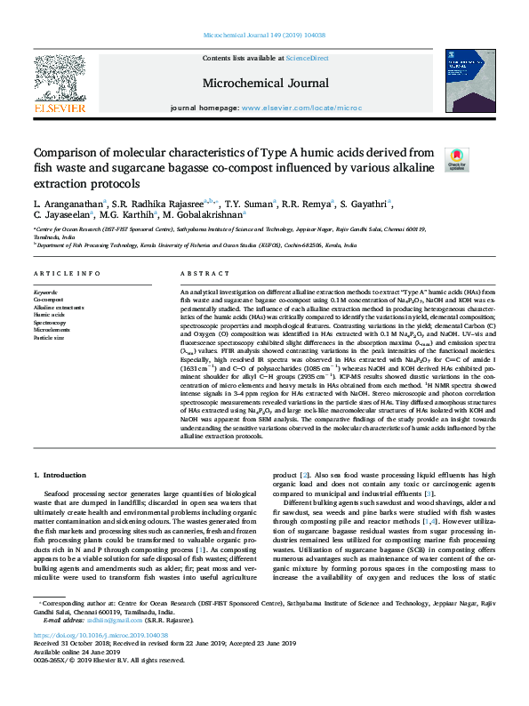 (PDF) Comparison of molecular characteristics of Type A humic acids ...