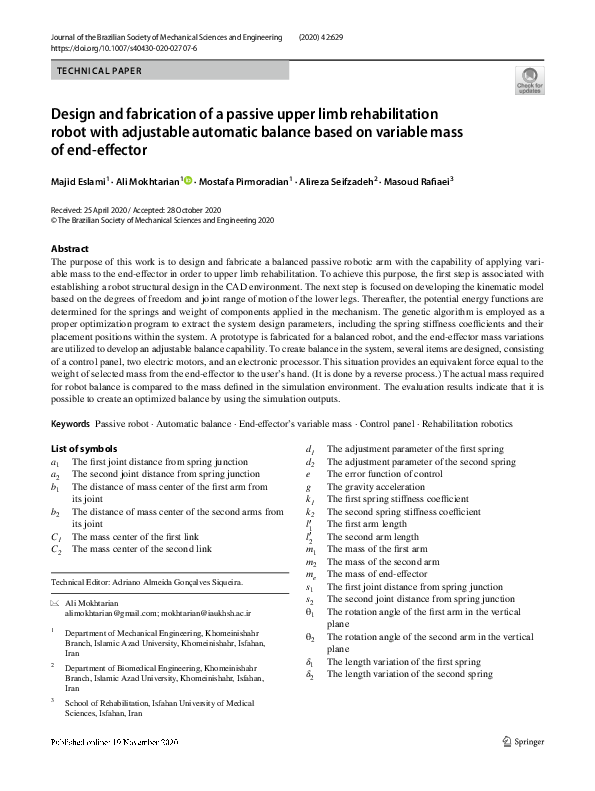 (PDF) Design and fabrication of a passive upper limb rehabilitation ...