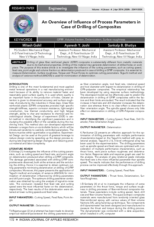 (PDF) An Overview of Influence of Process Parameters in Case of ...