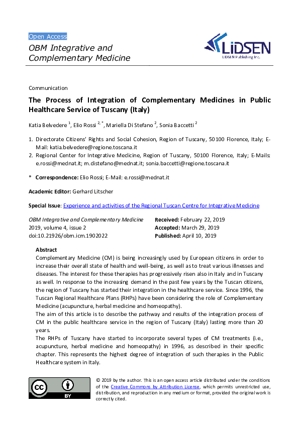 (PDF) The Process of Integration of Complementary Medicines in Public ...