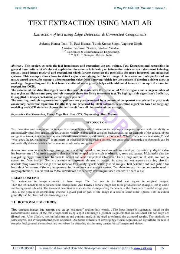 (PDF) Text Extraction Using Matlab