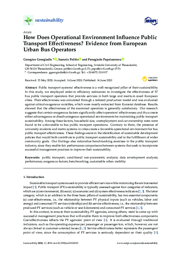 (PDF) How Does Operational Environment Influence Public Transport ...